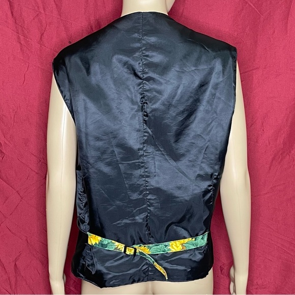 Vintage 80’s Reversible Striped/Sunflower Handmade Vest XL/XXL - Picture 2 of 4